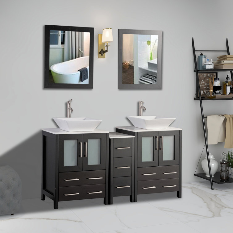 Brayden Studio® Mehara 60" Double Bathroom Vanity Set with Mirror